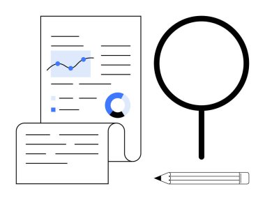 İş stratejisi, veri analizi, araştırma araçları, pazarlama raporları, performans değerlendirmesi, akademik değerlendirme. Grafikler, çizelgeler, büyüteç ve kalem. Veri analizi ve araştırma