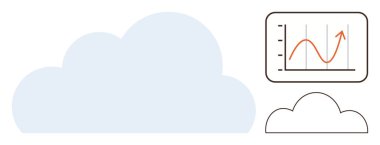 Bulut teknolojisi, veri analizi, iş büyümesi, depolama çözümleri, dijital dönüşüm, bulut hesaplaması. Bir bulut grafiği ve büyüme tablosu. Bulut teknolojisi ve veri analizi kavramı