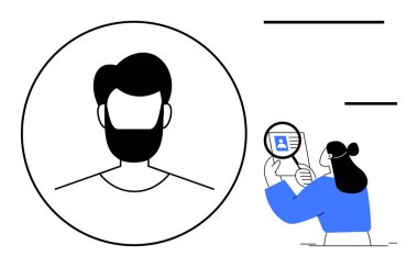 Kimlik doğrulama konsepti. Yüz tanıma teknolojisini kullanarak kimlik doğrulama ve profil doğrulama. Veri güvenliği ve çevrimiçi etkileşimlerdeki gelişmeleri kontrol etmek. Teknoloji için