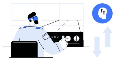 Havacılıkta sanal gerçeklik. Bir pilot sanal gerçeklikle iletişim kurarak gelişmiş navigasyon ve uçuş gözlemi sağlar. Sanal gerçeklik eğitimi, navigasyonu ve simülasyonu arttırır. Havacılık için.