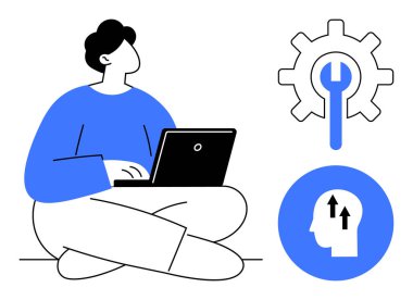 Problem çözme konsepti. Teknoloji ve yenilikçi düşünce yoluyla problem çözmek. Problem çözmek beceri geliştirmeyi ve verimli çalışma süreçlerini hızlandırır. Eğitim ve iş için ideal