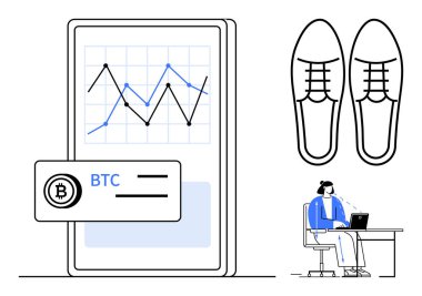 Bitcoin ticareti konsepti. Bitcoin kripto para kullanarak finansal işlemlerde kullanıldı. Modern finans için Bitcoin yatırımı. Teknoloji, fintech, e-ticaret, finans uygulamaları için uygun