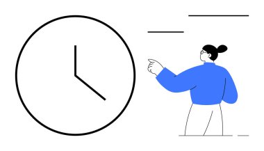 Zaman yönetimi, verimlilik, programlama, verimlilik, organizasyon, planlama. Geniş saat ve soyut çizgileri gösteren kişi. Zaman yönetimi ve üretkenlik kavramı