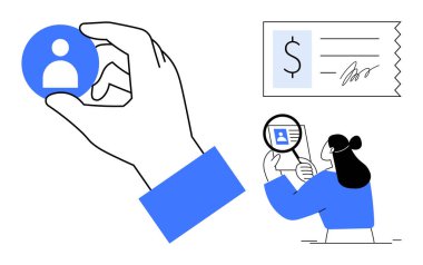 Kullanıcı tanımlama konsepti. Kullanıcı tanımlaması, güvenli finansal süreçler ve kimlik doğrulaması. Kullanıcı tanımlaması veri güvenliğini ve kimlik doğrulamasını teşvik eder. Fintech için.