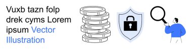 Siber güvenlik, ödeme güvenliği, veri koruması, çevrimiçi işlemler, finansal analiz, mahremiyet. Kalkanı para yığınlarının ve büyüteçle birinin yanına kilitle. Siber güvenlik ve ödeme