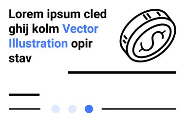 Satır ve yer tutucu metni olan bozuk para vektörü, navigasyon noktalarıyla eşleştirilmiş. Finans, işletme, dijital araçlar, web siteleri, uygulamalar, parasal kavramlar ve basit bir iniş sayfası için ideal