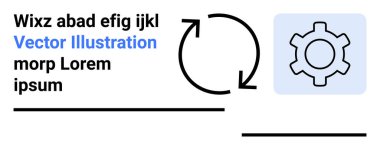 Bir kutunun içindeki dişli ve işlem döngüsünü gösteren iki dairesel ok. Otomasyon, süreç, verimlilik, iş akışı, teknoloji, işlemler ve basit iniş sayfası için ideal