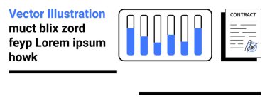 İstatistiksel verileri gösteren çubuk grafik, analitik, araştırma, iş, sözleşmeler, anlaşma, veri görselleştirme, basit iniş sayfası için ideal sözleşme belgesi