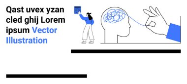 Yenilik, zihinsel berraklık, nörobilim, bilişsel analiz, problem çözme, eğitim. Bir insan, düşünce ipliklerine bağlı bir insan beyin hatlarını inceler. Yenilik ve zihinsel berraklık kavramı