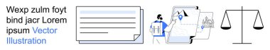 Digital security, legal compliance, document organization, location mapping, identity verification, data storage. a document, a person maps and scales. Digital security and legal compliance concept