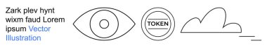 Görüş, kimlik doğrulama, teknoloji, bulut hesaplama, veri güvenliği, grafik tasarımı. Minimalist simgeler bir göz, bir sembol ve bir bulut sergiler. Görüş ve kimlik doğrulama kavramı