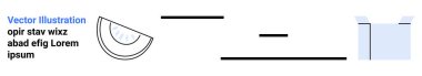Grafik tasarımı, dijital sanat eserleri, modern görseller, soyut kavramlar, geometri, sanat. Soyut geometrik elementler, yarım daire, yatay çizgiler ve kutucuk parmak yukarı yapısı da dahil. Grafik tasarımı