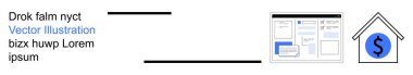 Emlak, internet bankacılığı, finansal planlama, ev kredileri, yatırımlar, iş analizleri. Bir web sayfası diyagramı ve dolar sembollü ev simgesi. Emlak ve çevrimiçi bankacılık kavramı