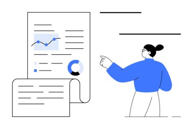 Veri analizi, iş stratejisi, karar verme, istatistik, bilgi işleme, büyüme planlaması. Belgelere grafiklerle bakan kişi. Veri analizi ve iş stratejisi kavramı