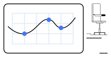 Veri içgörüleri, iş istatistikleri, işyeri kavramları, verimlilik eğilimleri, finansal büyüme, karar verme mekanizması. Eğilim çizgisi olan bir grafik ve ofis sandalyesinin yanını gösteriyor. Veri içgörüleri