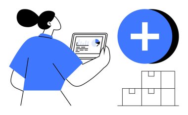 Veri analizi İş görüşleri için dizüstü bilgisayardaki çizelgeleri inceleyen bir kadın. Veri analizi, envanter yönetimi ve büyüme kavramları. Lojistik, iş istatistikleri, büyüme takibi ve e-ticaret için ideal