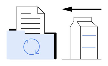 Geri dönüşüm konsepti. Dizin simgeleri ve doküman ve okların yeniden kullanılması yoluyla d geri dönüşümü. Kağıt atığı yönetimi için sürdürülebilir bir çözüm olarak geri dönüşüm. Çevre dostu uygulamalar için sıfır atık çaba