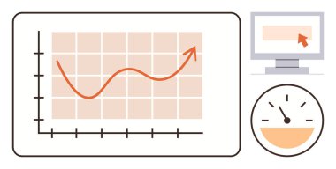 İş analizleri, büyüme izleme, performans ölçümleri, verimlilik izleme, veri görselleştirme, ilerleme ölçümü. Yukarı doğru büyüyen çizgi grafiği, işaretleyici, performans göstergesi