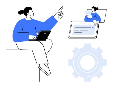 Uzaktan kumanda. Uzaktan kumandalı çalışmalar, dijital cihazlarla etkileşen profesyonelleri gösteriyor. Uzaktan çalışma, takım çalışmasını, verimliliği ve işbirliğini teşvik eder. Teknoloji, eğitim ve verimlilik için ideal