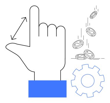 İş otomasyonu, teknolojik süreçler, ödeme sistemleri, yenilik, verimlilik, finansal teknoloji. Bozuk paralar ve vitesli bir el hareketi. İş otomasyonu ve teknolojik