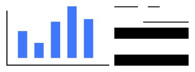 Siyah metin bloklarının yanında, görsel veri karşılaştırması ve içgörü sunan mavi dikey bar tablosu. Finans, pazarlama, iş, istatistik, analitik, raporlar, sunumlar için ideal. Basit düz
