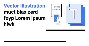 İş süreçleri, dijital veri girişi, kodlama sistemleri, ticari uyum, kayıt tutma ve otomasyon. Ekranda bir elin HS kodunu makineye girdiği görülüyor. İş süreçleri ve dijital veriler