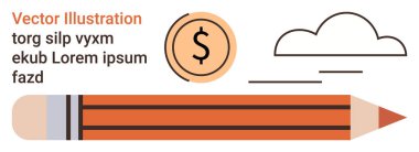 İş, yaratıcılık, tasarım, finansal kavramlar, bulut hesaplama, dijital araçlar. Görüntü bir dolar işareti, kalem ve bulut vektörü içeriyor. İş ve yaratıcılık sergilendi