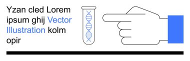 Biyoteknoloji, genetik, eğitim, araştırma, analiz, bilim iletişimi. El, DNA ipliği ve yer tutucu metni olan bir test tüpünü işaret ediyor. Biyoteknoloji ve genetik konsept