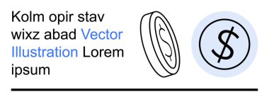 Finans, ekonomi, bankacılık, döviz kuru, parasal değer, zenginlik yönetimi. Yuvarlak mavi çizgili bir dolar işareti madeni para ve eğimli bir madeni para simgesi. Döviz kurları ve finans kavramı