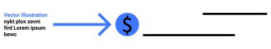 Finance, money transfer, transactions, online payments, digital currency, economic exchange. Blue arrow pointing to a dollar symbol, black lines in the background. Finance and money transfer concept