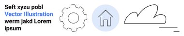 Technology, networking, cloud computing, home automation, system integration, innovation. Gear, home cloud and line symbols in a modern minimalist design. Technology and networking concept