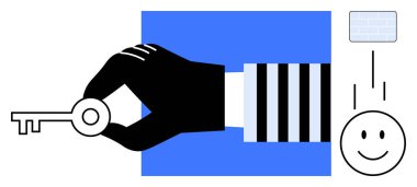 Security concept. Hand holding key security, access, and protection. Security ensures data privacy, access control, and trust in digital transactions. For technology, safety data sharing