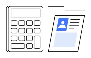 Kimlik doğrulama konsepti. Kimlik doğrulaması, kişisel detayları ve hesap makinesi olan bir belge içerir. Kimlik doğrulama finansal süreçlerin güvenliğini sağlar. Bankacılık ve güvenlik için mükemmel.