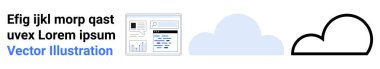 Cloud computing, digital storage, technology services, data analysis, online platforms, IT solutions. Minimalist design showing a data dashboard and cloud icons. Cloud computing and digital storage