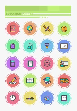 Set of Thin Lines Icons Education