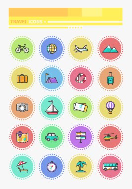 Set Thin Lines Icons of Traveling