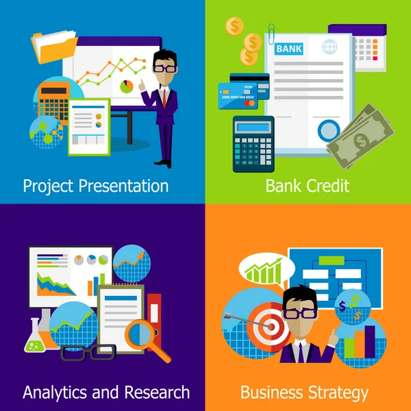 Konzept Business Strategy Analytics und Forschung — Stockvektor