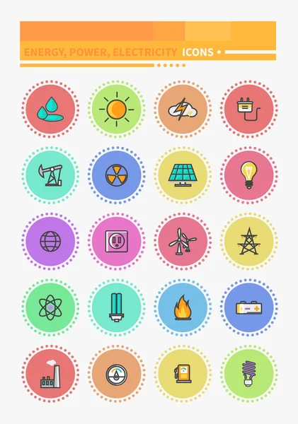 Conjunto de iconos de energía y recursos — Vector de stock