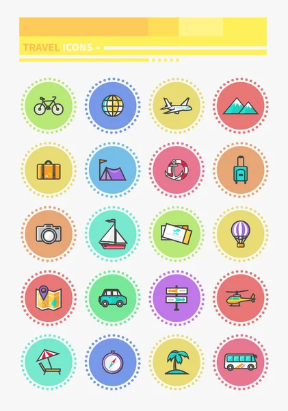 Set Thin Lines Icons of Traveling — 스톡 벡터