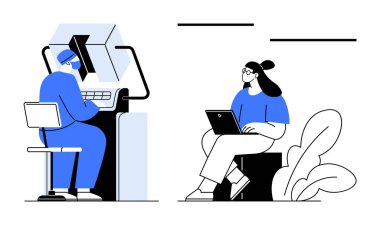 Uzaktan kumanda. Uzaktan kumandalı profesyoneller bilgisayar ve dizüstü bilgisayarları modern üretkenlik kullanarak görevlerde bulundu. Uzaktan çalışma teknolojiyi, takım çalışmasını, esnekliği, teknolojik yenilikleri, ev ofis düzenlemelerini ön plana çıkarıyor