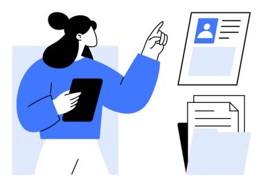 Dijital belge yönetimi. Bir kullanıcı profil veri ve belgelerle, dijital belge yönetimi, veri işleme ve kullanıcı profili doğrulama sistemleriyle etkileşim içindedir. İK, askere alma, yönetim araçları için