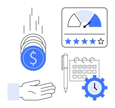 Finansal yönetim. Mali yönetimin görsel ödemeleri, performans derecesi, zaman takibi ve programlama. Verimlilik, planlama ve verimlilik için finansal yönetim. İş için mükemmel.