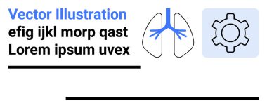 Solunum yolu mavi dallı akciğerler ve süreçleri gösteren vites şeklinde dişliler. Sağlık, anatomi, solunum, tıbbi, mühendislik, teknoloji, tanı, basit iniş sayfası için ideal