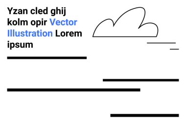 Grafik tasarımı, yaratıcı projeler, markalaşma, modern planlar, iş malzemeleri ve şablonlar. Minimalist düzen siyah çizgiler, bulut tasarımı ve yer tutucu metin. Grafik tasarımı için ideal