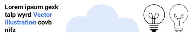 Yaratıcılık, yenilik, beyin fırtınası, tasarım, bulut hesaplama, teknoloji. Açık mavi bulut, yer tutucu metin ve iki ampul simgesi. Yaratıcılık ve yenilik kavramı