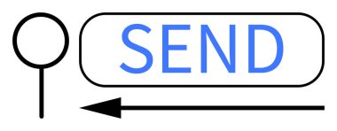 Mesaj yolluyorum. Gönder düğmesi, ok ve büyüteç de dahil olmak üzere arayüz ögeleri gönderiliyor. Dijital iletişim, UI tasarımı ve mobil uygulamalar için araçlar gönderiliyor. Mesajlaşma ve dijital için kullanışlı