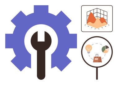 İş araçları, veri analizleri, yenilik, süreç yönetimi, iş akışı optimizasyonu, veri izleme. İngiliz anahtarı, grafik ve grafik büyüteçli merkezi vites. İş araçları ve veri analiz kavramı