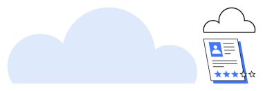 Cloud storage and documents with personal profile and star ratings. Ideal for digital storage, data analysis, feedback, user profiles, online services, content review, simple flat metaphor