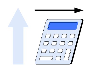 Finansal büyüme, iş analizi, yatırım stratejisi, karlılık takibi, ekonomik kalkınma, gelecek planlama. Yukarı doğru ok ve yatay gösterge ile hesaplayıcı. Mali büyüme