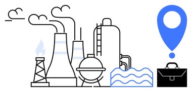 Enerji üretimi, endüstri planlaması, iş lojistiği, kirlilik yönetimi, yenilenebilir kaynaklar, kentsel altyapı. Fabrika bacaları, petrol platformu, su arıtma tankı iş yeri belirleyicisi